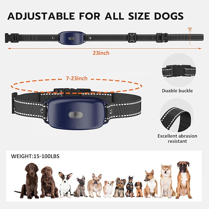 Dog Shock Collar with Remote Control - 3000Ft Dog Training Collar for 15-100lbs Small Medium Large Dogs, Adjustable IPX7 E Collar Beep Shock Vibration Modes with Flash Light