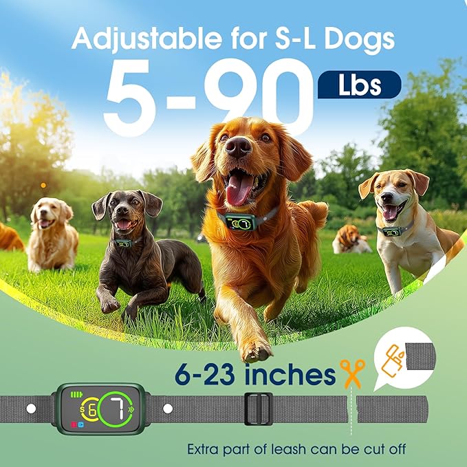 Smart Dog Bark Collar, Automatic Stop Bark Collar for Large, Medium, Small Dogs, Safe & Humane Barking Collar with Beep, Vibration & 7 Adjustable Sensitivity, Anti Barking Device IP67 Waterproof