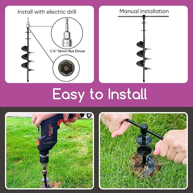 Dog Tie Out Stake for Large Dogs – Heavy Duty In-Ground Pet Anchor – Secure Tether Stake for Yard, Camping & Beach – Easy Install with Tool – Works with Tie Out Cable & Leash (Stake Only)