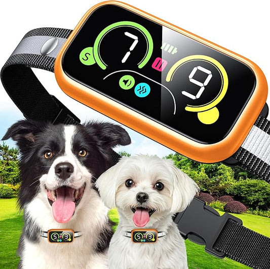 Dog Bark Collar, Smart Barking Collar with 4 Modes, 7 Adjustable Sensitivity for Barking Howling Whining, Automatic Anti Barking Device for Large Medium Small Dogs IP67 Waterproof for Indoor & Outdoor
