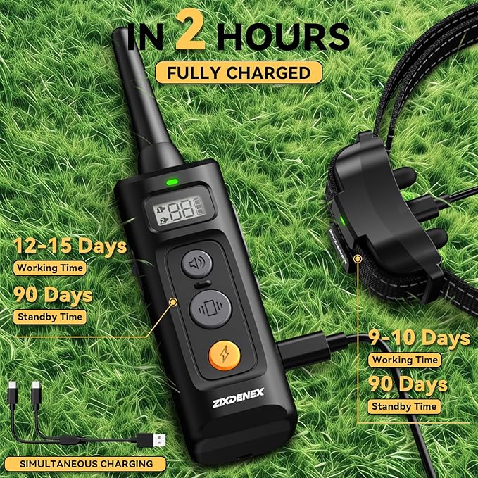 Dog Training Collar - 3200FT Dog Shock collalwith Remote Control, lPX7 Waterproof DogCollar with Beep, Vibration, Safe Shock 3Training Modes, Rechargeable E-Collar for AllSmall Medium Large Dogs