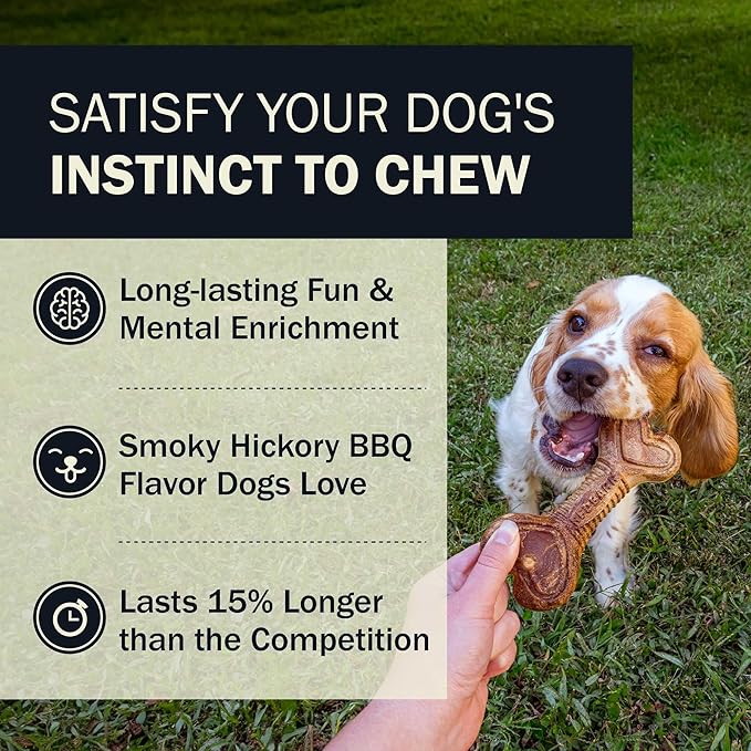 Redbarn Natural Dur-A-Bulls Treats for Dogs - 5 Medium Sticks - Hickory Flavor - Made in USA Long Lasting 100% Digestible No Artificial Ingredients or Plastic