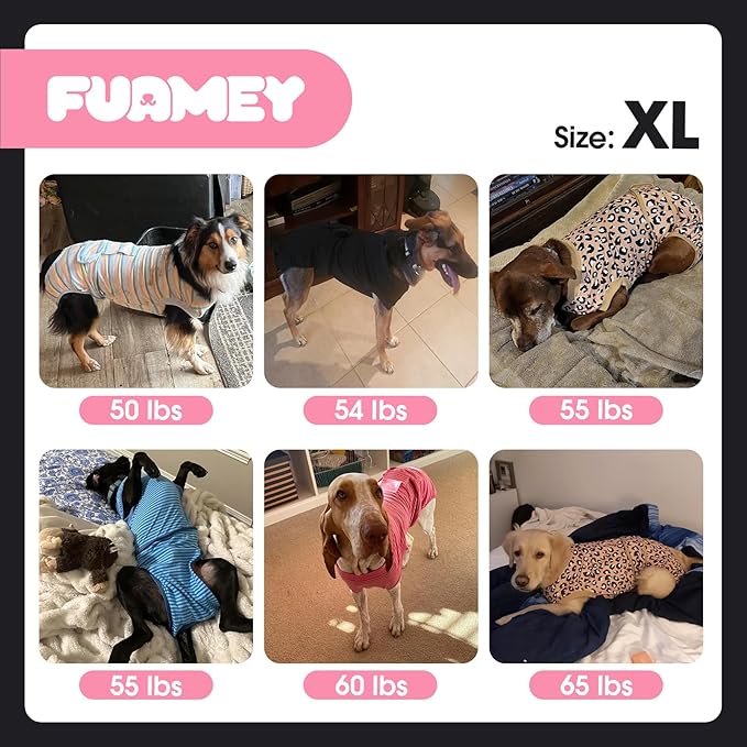 FUAMEY Recovery Suit for Dogs After Surgery,Soft Breathable Dog Bodysuit E-Collar & Cone Alternative Surgical Suit,Male Female Dog Neuter Spay Suits Anti Licking Wounds Onesie Purple Leopard XL