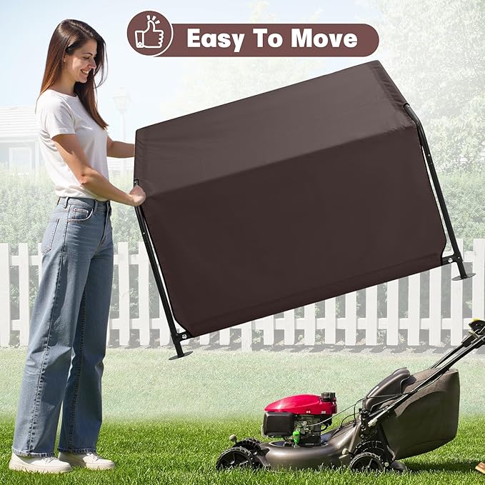 Dog Shade Shelter Outdoor 4'x4'x3' Tent for Large Medium Dogs, Outside Sun Rain Canopy Pet House for Livestock Pigs Cats with Waterproof Roof Ground Nails,Brown