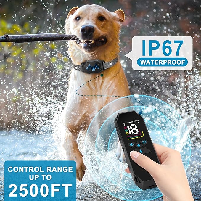Dog Training Collar, Shock Collars for Dogs with Remote 2 Pack, 4 Training Modes with Rechargeable, 2500ft, IP67 Waterproof for All Breeds, Sizes Small Medium Large