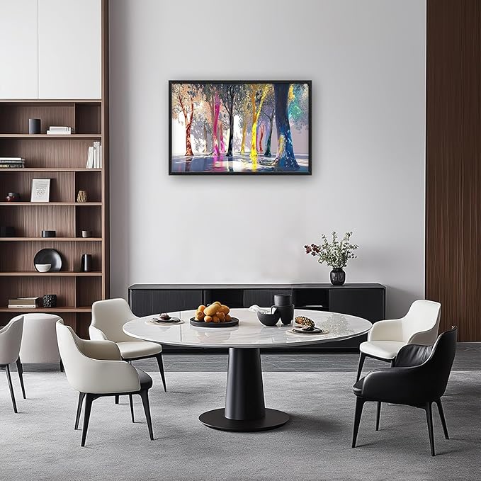 Framed Large Trees Wall Art for Living Room, Oversized Abstract Forest Wall Decor Colorful Nature Canvas Painting Modern Artwork Home Decoration for Living Room Bedroom Dining Room Office 36"x24"