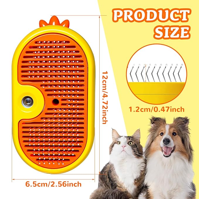 Spritz Defur Comb for Cats, New 3-in-1 Cat Steam Brush for Massaging and Cleaning Shedding Pets, Comb for Long and Short Hair Cats and Dogs Grooming Tool (zsyellow)