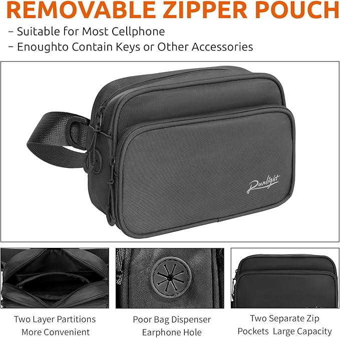 Dog Training Treat Pouch Fanny Pack,Dog Waist Belt,Dogs Walking Bag Crossbody with Poop Bags,Puppy Treat Bag Training Pouch (Black)