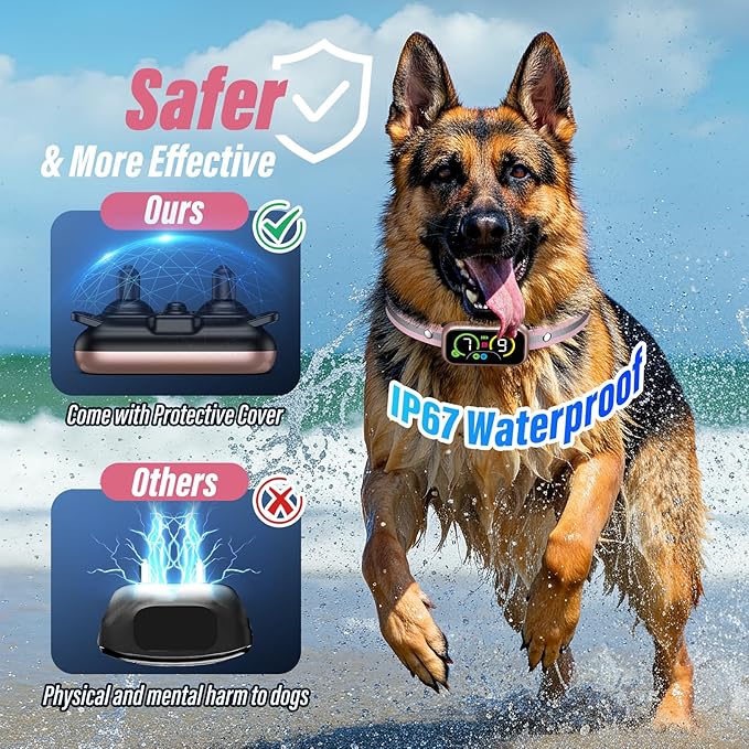 Dog Bark Collar, Smart Barking Collar with 4 Modes, 7 Adjustable Sensitivity for Barking Howling Whining, Automatic Anti Barking Device for Large Medium Small Dogs IP67 Waterproof for Indoor & Outdoor