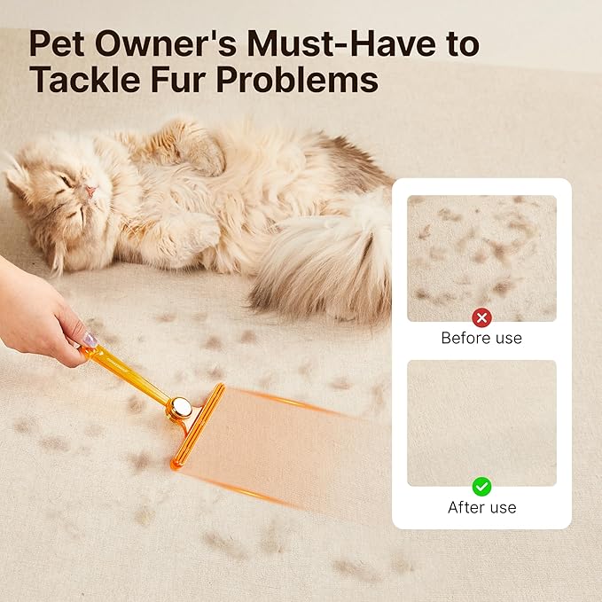 Potaroma Pet Hair Remover Set of 2, Dog Cat Hair Remover, Fur Removal Tool, Portable Carpet Scraper Brush for Carpets, Car Mat Couch, Pet Bed, Furniture Rug