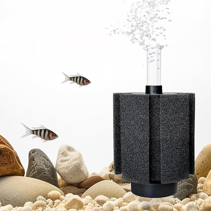2 Pack 60-70 Gal Aquarium Sponge Filter with Air Stone and Ceramic Filter Media Quiet Fish Tank Bio Filter for Breeding Fry Shrimp Betta Fish Tank