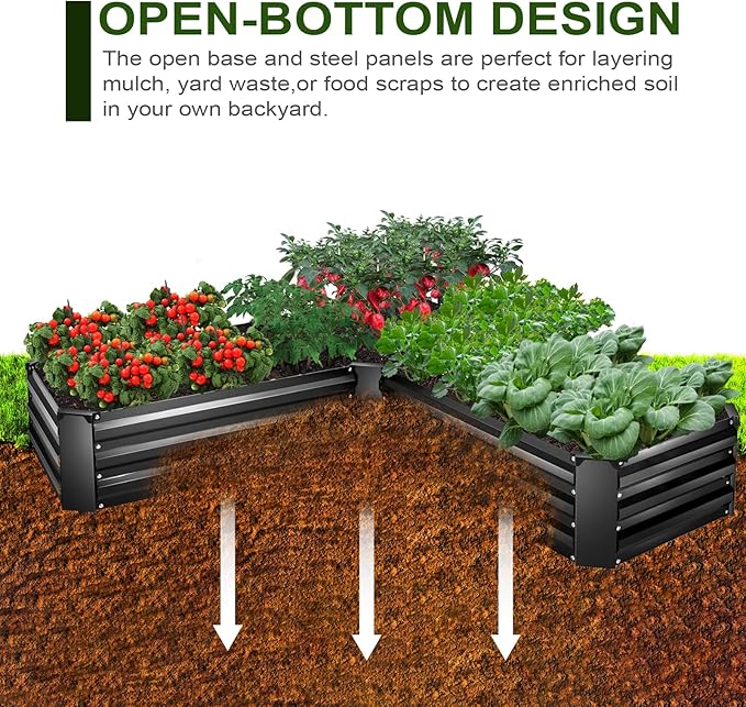 EDOSTORY Raised Bed Garden Bed Kit, 5x5x1ft Galvanized Planter Tall Raised Garden Boxes Outdoor, Large Metal Raised Garden Beds for Vegetables, Flowers, Herbs