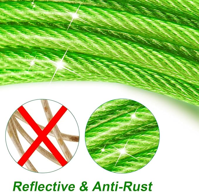 Dog Tie Out Cable for Outside,15FT Heavy Duty Dog Leash&Chains with Swivel Hook,Small-Large Dogs Runner Cable Up to 250lbs, Long Dogs Lead Line for Yard Outdoor and Camping(250lbs 15FT, Green)