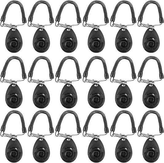 Frienda 18 Pieces Dog Training Clicker, Pet Behavioral Training Clickers with Wrist Strap for Dogs Cats Puppy Birds Horses(Black)