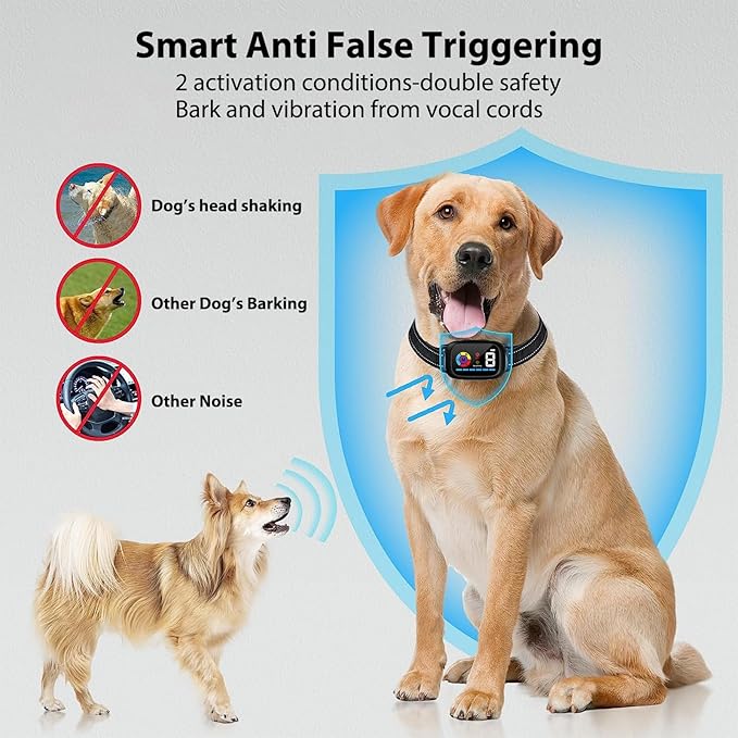 Dog Bark Collar - Rechargeable Dog Bark Deterrent Devices for Large, Medium and Small Dogs, Anti Barking Training Device for Dogs with 6 Adjustable Mode and 8 Sensitivity