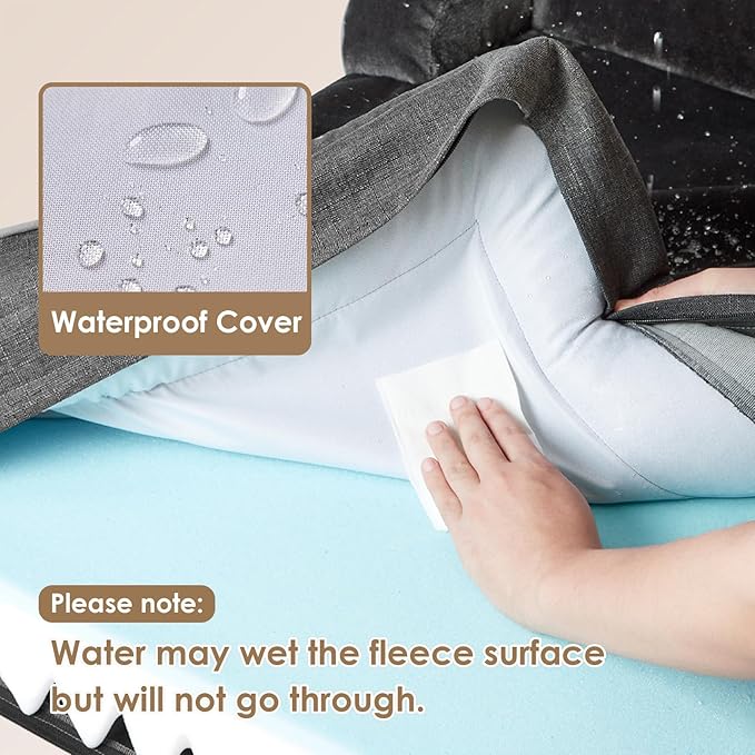 EHEYCIGA Orthopedic XL Dog Beds, Waterproof Memory Foam Dog Bed for Extra Large Dogs, Non-Slip Bottom and Egg-Crate Foam Big Pet Couch Bed with Washable Removable Cover, Dark Grey