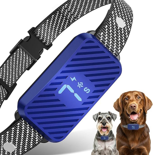 Dog Bark Collar for Large Medium Small Dogs, Rechargeable No-Bark Collar, Smart Barking Collar, Effective Bark Collar with 7-Level Sensitivity, 3 Beep & Vibration Modes, Waterproof, Darkblue