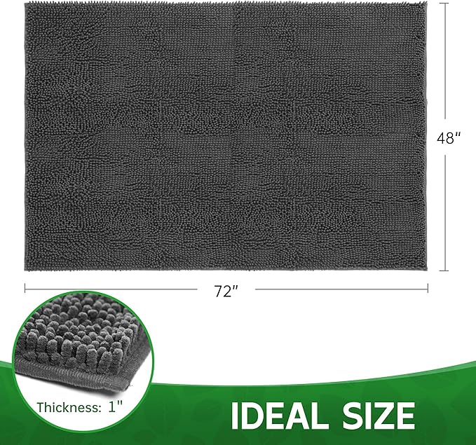 Dog Door Mat Indoor Entrance, 72" x 48" Absorbent Chenille Door Rugs for Entryway Indoor, Non-Slip Dog Mud Mat for Muddy Paws, Soft, Washable