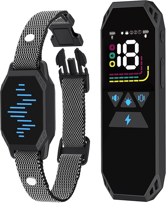 Dog Training Collar, Dog Shock Collar with Remote Control, 2500FT and 4 Training Modes Beep, Vibration, Electric Shock, IP67 Waterproof Rechargeable E-Collar for All Breed