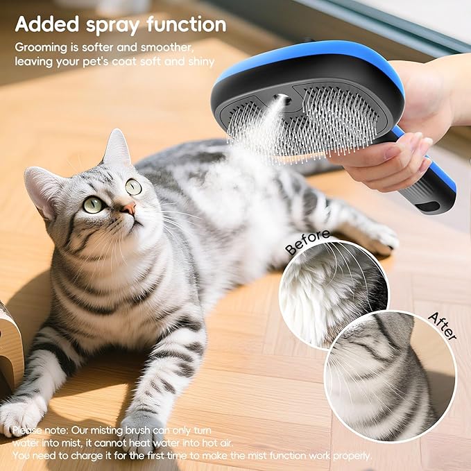 Cat Steam Brush for Shedding and Grooming,Pet Spray Hair Removal Comb,Deshedding Dog Brush for Short and Long Haired Dogs,Cat Brushes for Indoor Cats.
