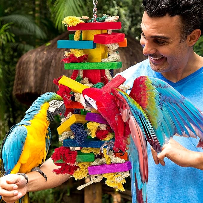 Extra Large Bird Parrot Toys for Macaws, African Grey, Amazon Parrots Bird Gifts