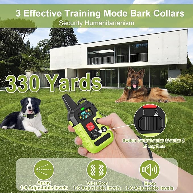 Citronella Training Collar for Dog [2*Collar, No Automatic] Spray Training Dog Bark Collar with Beep/Vibration/Spray 4 Mode & 6 Adjustable Sensitivities, IPX7 Waterproof Safer for L/M/S Dogs