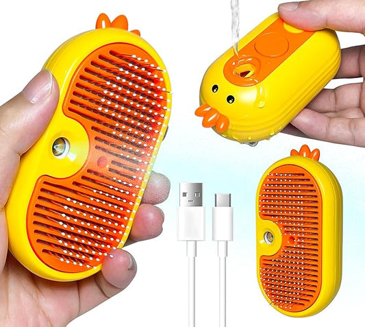 Spritz Defur Comb for Cats, New 3-in-1 Cat Steam Brush for Massaging and Cleaning Shedding Pets, Comb for Long and Short Hair Cats and Dogs Grooming Tool (zsyellow)
