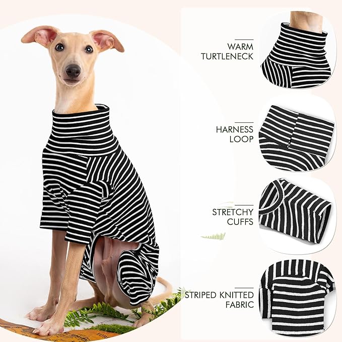 Dog Sweaters for Small Dogs Girls Boys, Striped Pet Sweaters for Fall Winter Dog Clothes, Turtleneck Pullover Knitwear for Small Medium Large Dogs