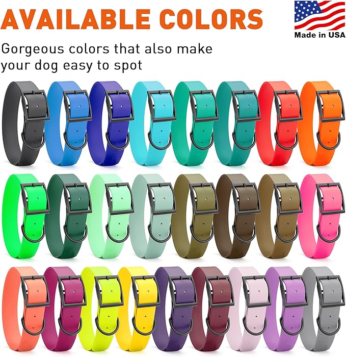 Dogline Biothane Waterproof Dog Collar Strong Coated Nylon Webbing with Black Hardware Odor- Proof for Easy Care Easy to Clean High Performance Fits Small Medium or Large Dogs, Sage Green