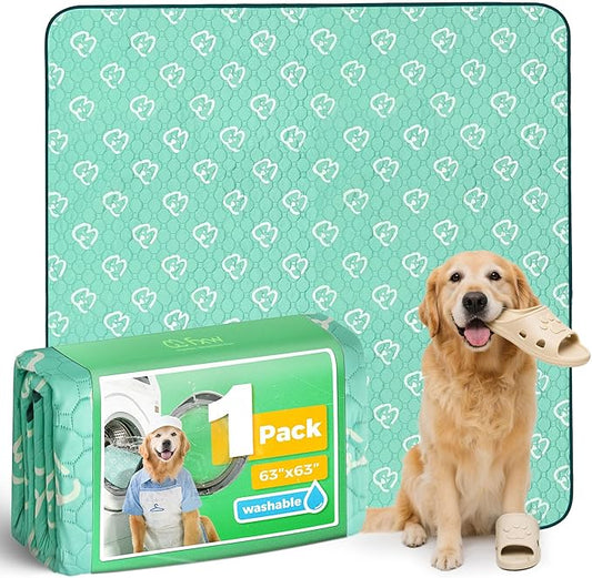 FXW Washable Pee Pads for Dogs, Puppy Pads with Super Absorbent, Specifically Designed for FXW Rollick/Homeplus 24inch 8 Panels Dog Playpen, 63" Square, Green, 1 Pack