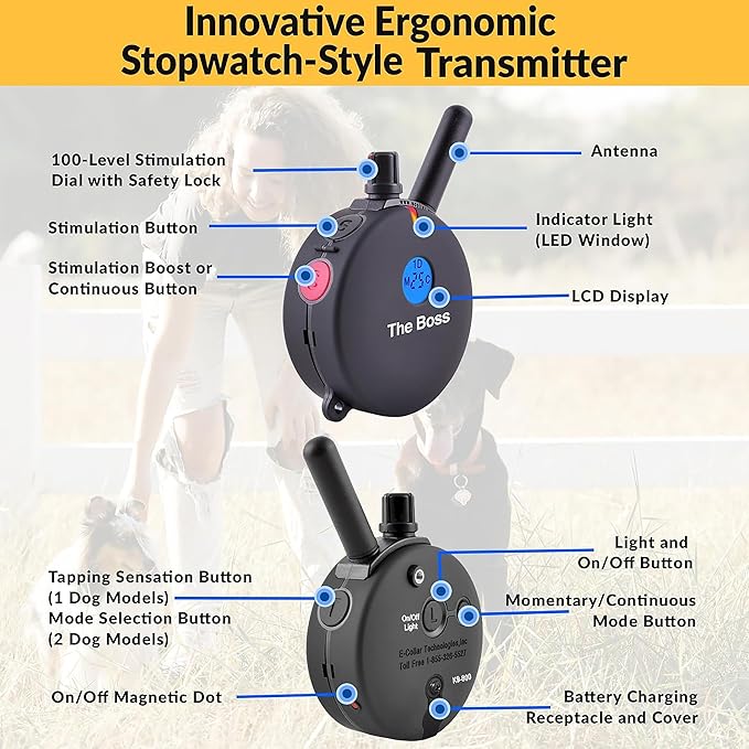 Educator E-Collar Humane Dog Training Collar with Remote, Features 100 Levels of Safe Stimulation, Tapping Sensation, Night Light, Waterproof, Rechargeable, 1 Mile 1 Dog, Black