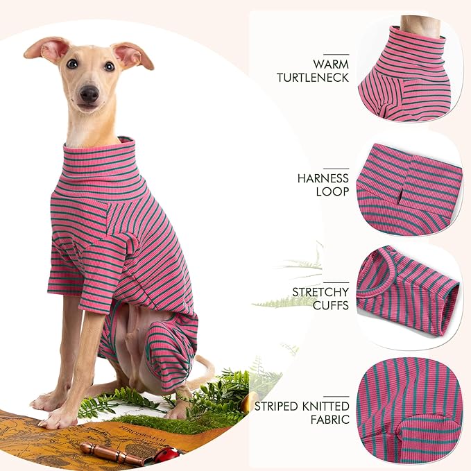 Dog Sweaters for Small Dogs Girls Boys, Striped Pet Sweaters for Fall Winter Dog Clothes, Turtleneck Pullover Knitwear for Small Medium Large Dogs