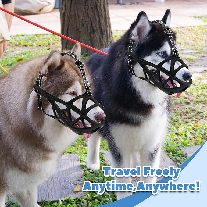 Dog Muzzle for Large Dogs, Medium and X-Large Aggressive Dog, Breathable Basket Muzzles, Suitable for Grooming Trimming Training, Allows Panting Drinking (Black, S)