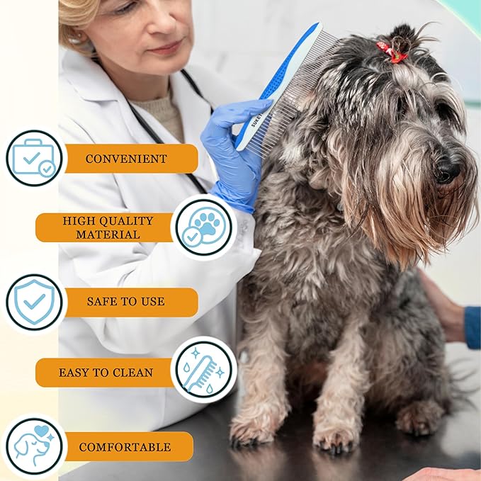 Dog Grooming Comb for Matting, Dog combs for grooming matting, Dematting Comb for Dogs and Cat with Stainless Steel Teeth & Non-Slip Handle (Style 1- Blue)