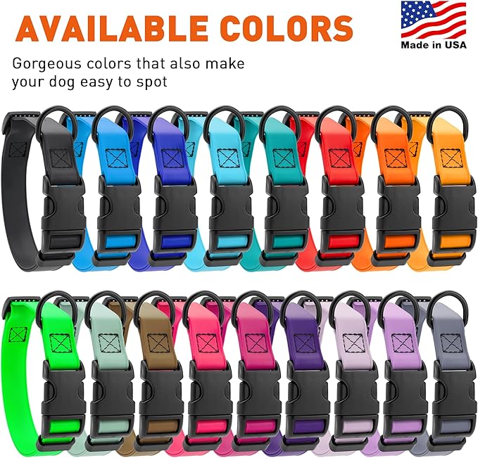 Dogline Biothane Waterproof Dog Collar with Quick Release Buckle Strong Coated Nylon Webbing with Odor- Proof for Easy Care Easy to Clean Fits Small Medium Large Dogs, Purple 5/8" W 9-14" L