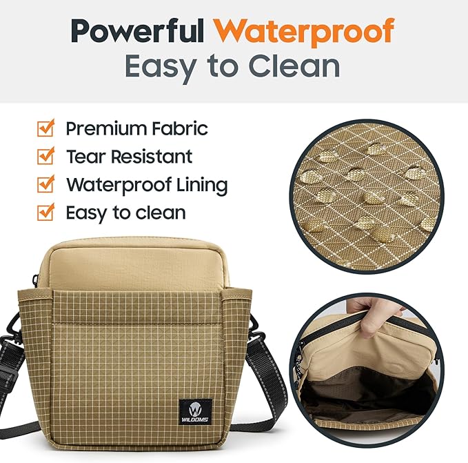 Dog Treat Pouch – Large Capacity with Magnetic Closure, Dog Walking Fanny Pack Built-in Poop Bag Dispenser, Clicker & Collapsible Bowl for Training & Walking - Khaki