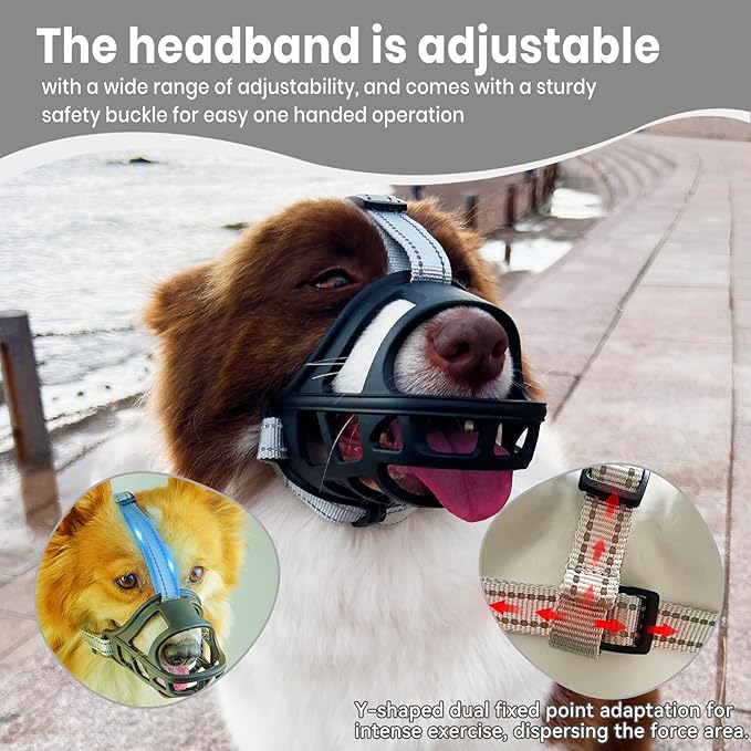 Dog Muzzle, Basket Muzzle for Small Medium Large Dogs, Anti-Biting and Chewing, Lightweight & Sturdy Cage Design, Allows Panting & Drinking, Ideal for Grooming & Training(Black Size XL)