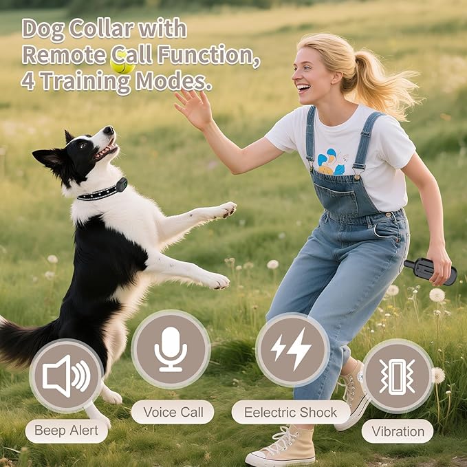 Dog Shock Collar 4900FT Dog Training Collar with Remote/Call Function/Light IP67 Waterproof Electric Collar for Dogs Rechargeable E-Collar for All Breeds, 4 Training Modes(10-120Ibs)