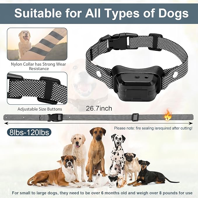 Citronella Training Collar for Dog [2* Bark Collar & 1*Spray Refill] with Beep/Vibration/Spray 4 Mode & 6 Adjustable Sensitivities Spray Dog Collar, IPX7 Waterproof for L/M/S Citronella Bark Collar