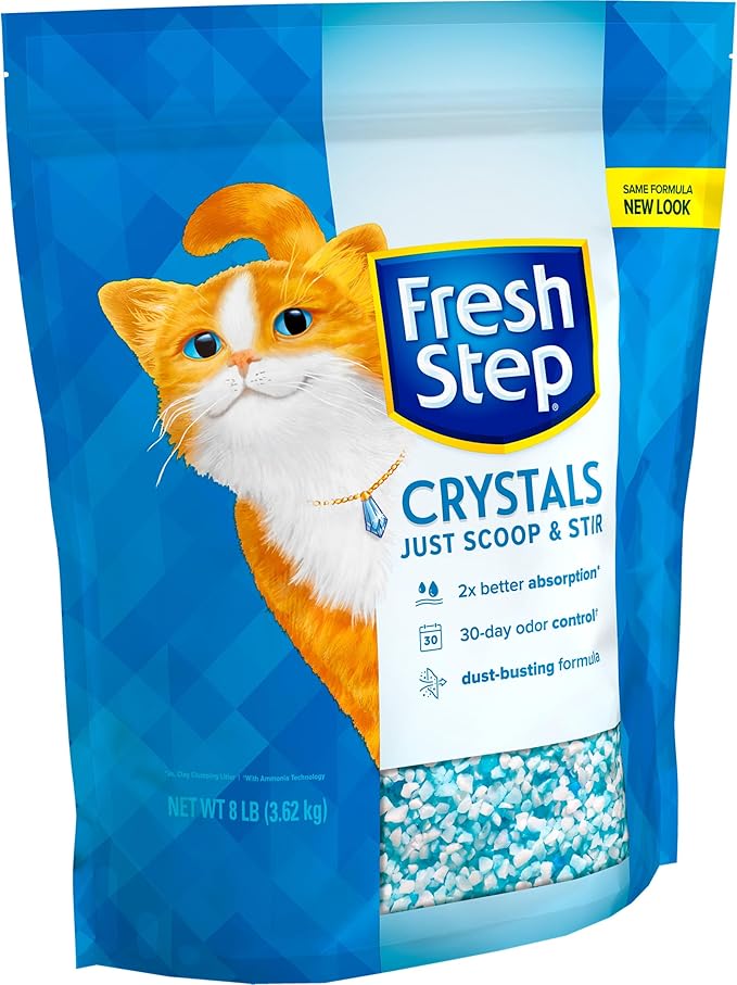 Fresh Step Crystals, Premium Cat Litter, Scented, 8 Pounds, Pack of 2 (Package May Vary)