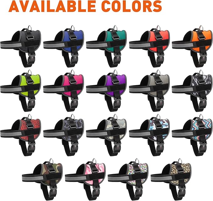 Dogline Dog Harness, Reflective No-Pull Adjustable Vest with Handle for Walking, Training, Breathable, No - Choke Harness for Small, Medium or Large Dogs Room for Patches Girth 22"-28" in Lime Green