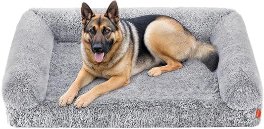 Feandrea Dog Bed, Orthopaedic Dog Sofa Bed for Large Dogs, Waterproof Ped Bed with Removable Washable Cover, 48 x 33.5 x 9.5 Inches, Gray Ombré UPGW234G01
