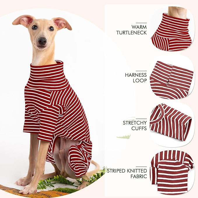 Dog Sweaters for Small Dogs Girls Boys, Striped Pet Sweaters for Fall Winter Dog Clothes, Turtleneck Pullover Knitwear for Small Medium Large Dogs