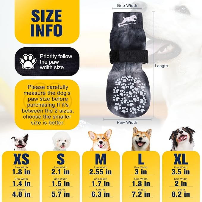 EXPAWLORER Anti Slip Dog Socks to Prevent Licking Paws, Dog Shoes for Hot Pavement, Dog Booties for Small Medium Large Senior Dogs, Traction Control Dog Boots & Paw Protectors for Hardwood Floors