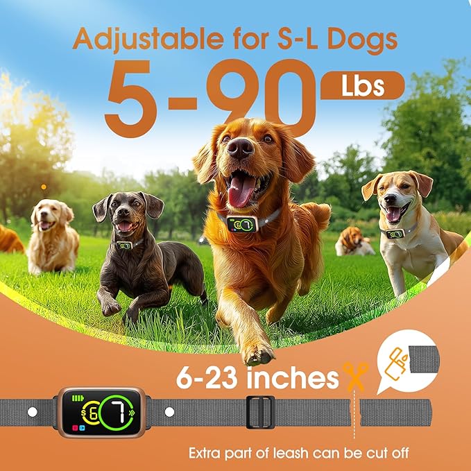 Smart Dog Bark Collar, Automatic Stop Bark Collar for Large, Medium, Small Dogs, Safe & Humane Barking Collar with Beep, Vibration & 7 Adjustable Sensitivity, Anti Barking Device IP67 Waterproof