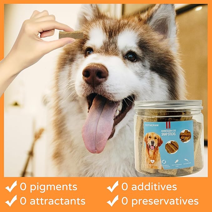 Dog Fish Treats Cod Made with Premium Natural Norwegian 100% Real Cod Fish Bones & Meat Healthy Crunchy Biscuits for Dogs High Protein Grain-Free All-Natural Pet Snack