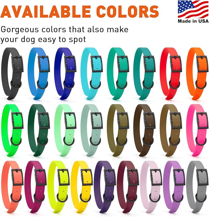 Dogline Biothane Waterproof Dog Collar Strong Coated Nylon Webbing with Black Hardware Odor- Proof for Easy Care Easy to Clean High Performance Fits Small Medium or Large Dogs, Pastel Purple