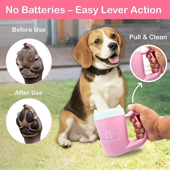 Dog Paw Cleaner for Small & Medium Dogs – Portable Paw Washer Cup with Soft Silicone Brush, Towel & Moisturizing Balm – Gently Cleans Muddy Paws After Walks (Pink, Small)