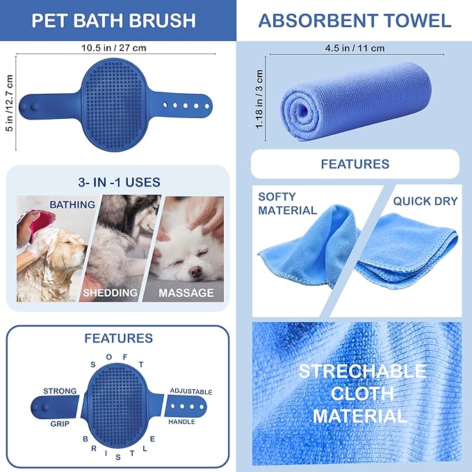 Dog Paw Cleaner for Small & Medium Dogs – Portable Paw Washer Cup with Soft Silicone Brush, Towel & Moisturizing Balm – Gently Cleans Muddy Paws After Walks (Blue, Small)