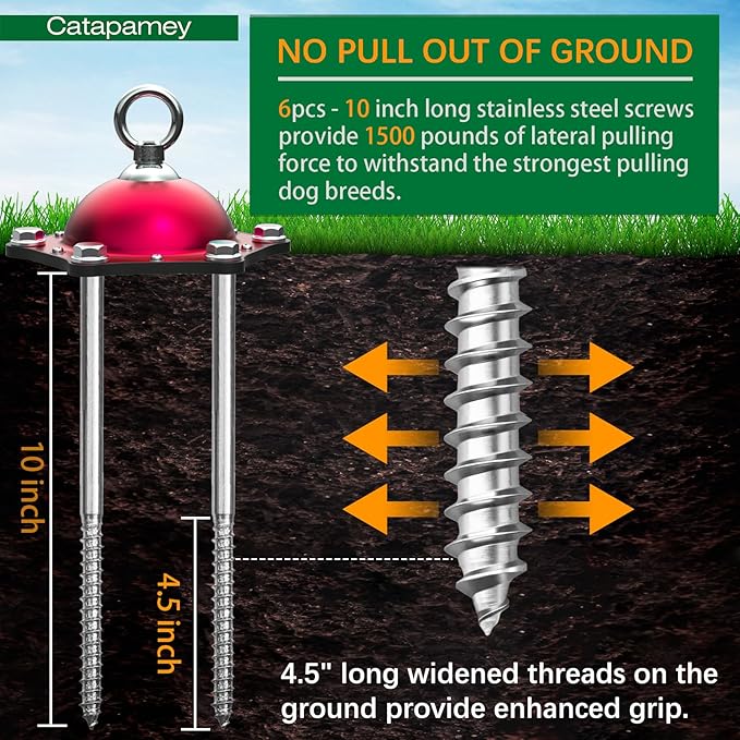 Dog Tie Out Stake(no Cable), for Large Dogs up to 200 lbs 360°Swivel Dog Run Anchors-Runner for Yard Camping,Best for in Cable,Leash,Lead or Tether